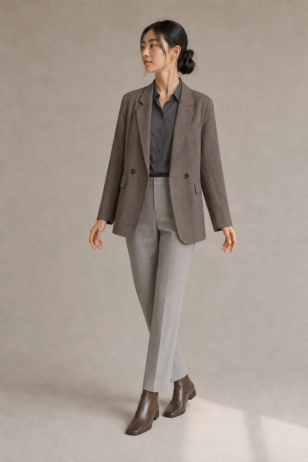 后开衩亚麻棉西服